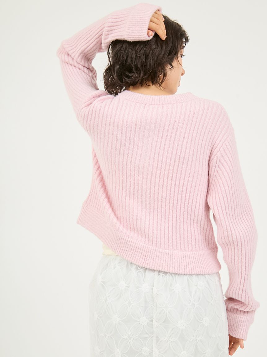 emmi atelier「ブラッシュドアンサンブルニット」|カーディガン|