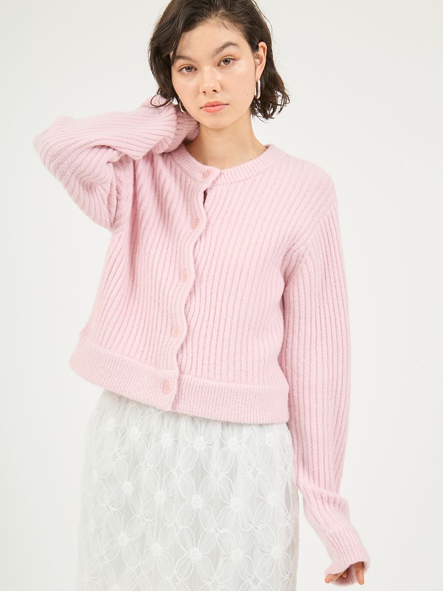 emmi atelier「ブラッシュドアンサンブルニット」|カーディガン|