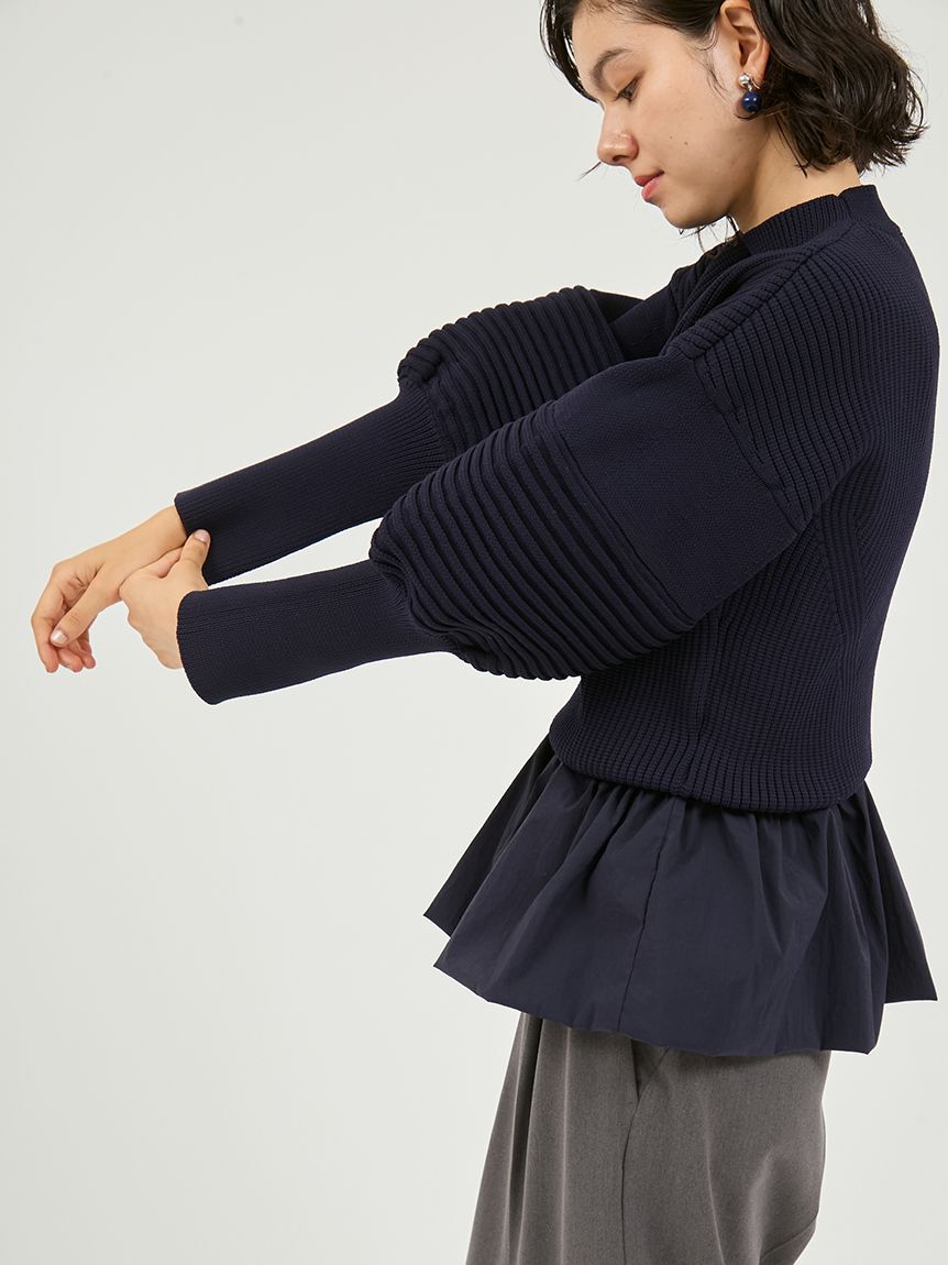 emmi atelier「ペプラム裾ニットドッキングトップス」|ニット・セーター|