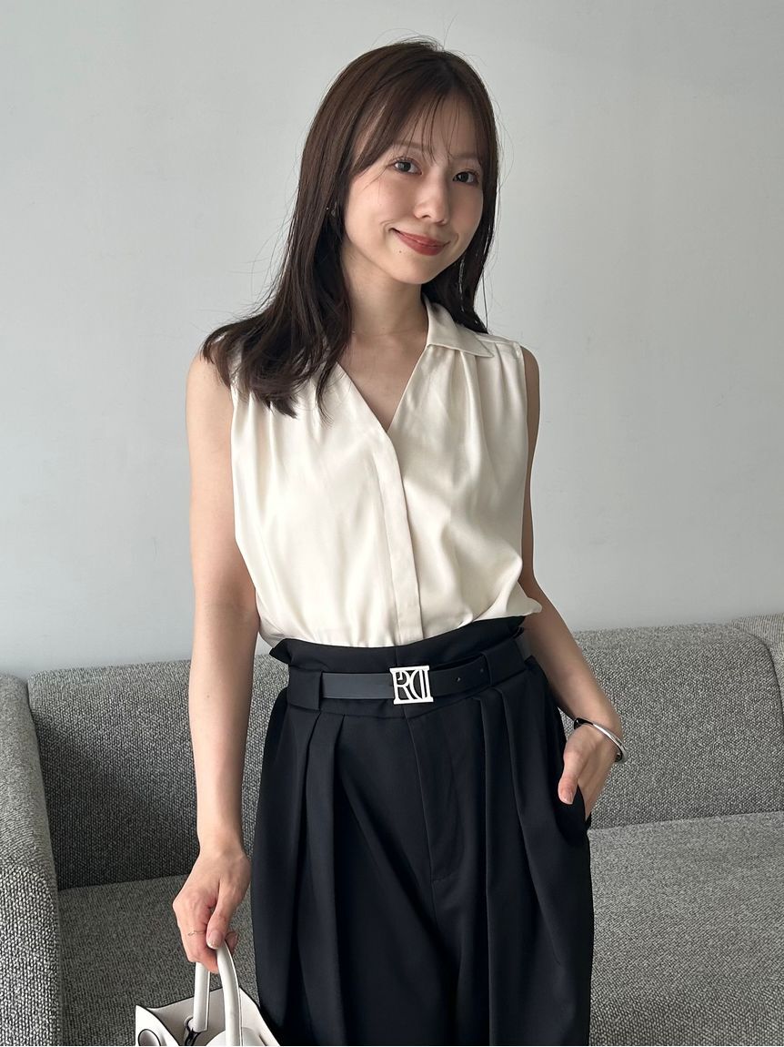 FRAY I.D「ウォッシャブルクールサテンノースリブラウス／ウォッシャブル・接触冷感」|シャツ・ブラウス|