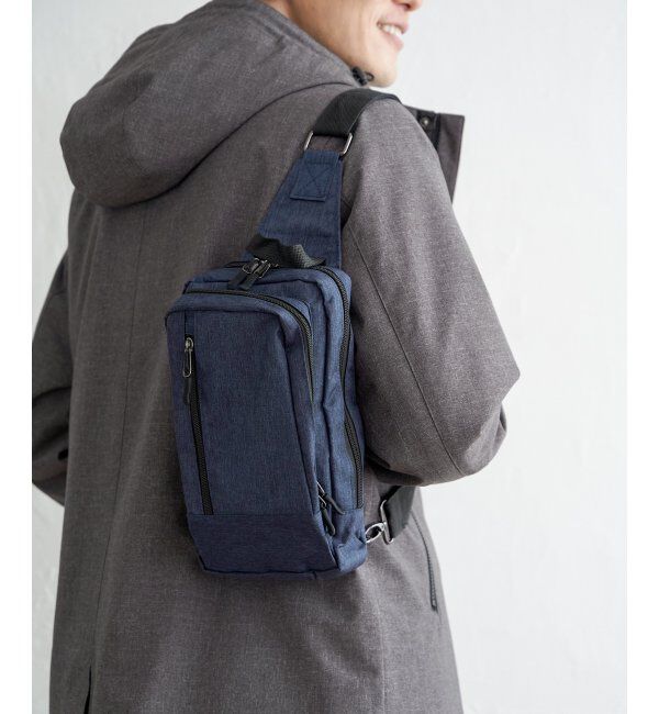 ikka「メランジスクエアボディバッグ」|その他|ネイビー