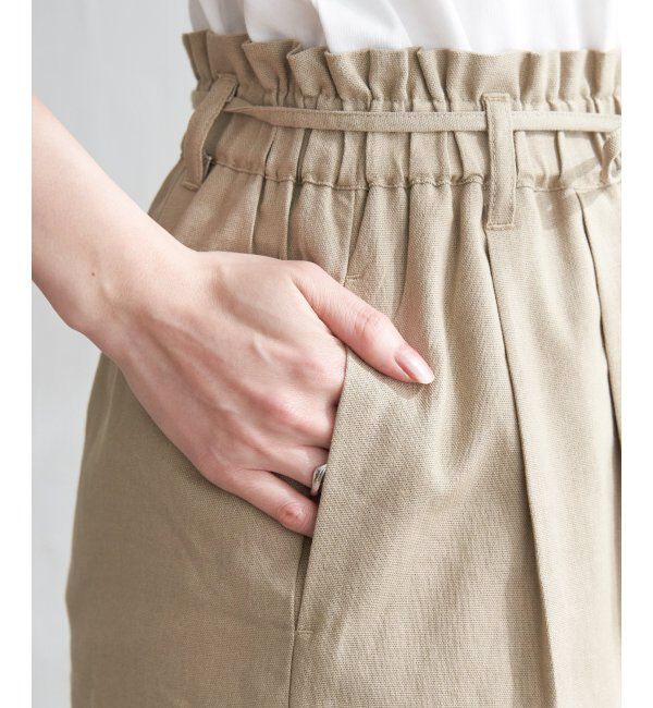 ikka「麻混ベルト付きイージーパンツ」|その他|