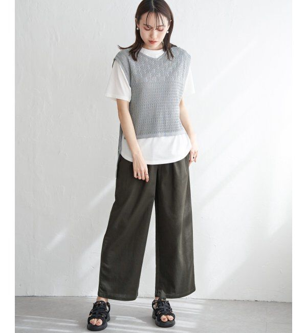 ikka「麻混ベルト付きイージーパンツ」|その他|