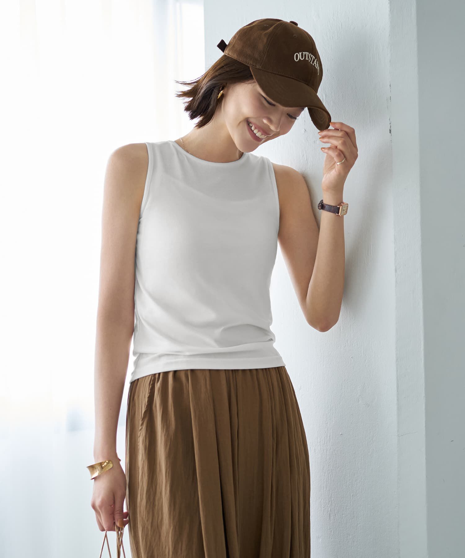 STYLE DELI「とろけるノースリカットソートップス」|Tシャツ・カットソー|ホワイト