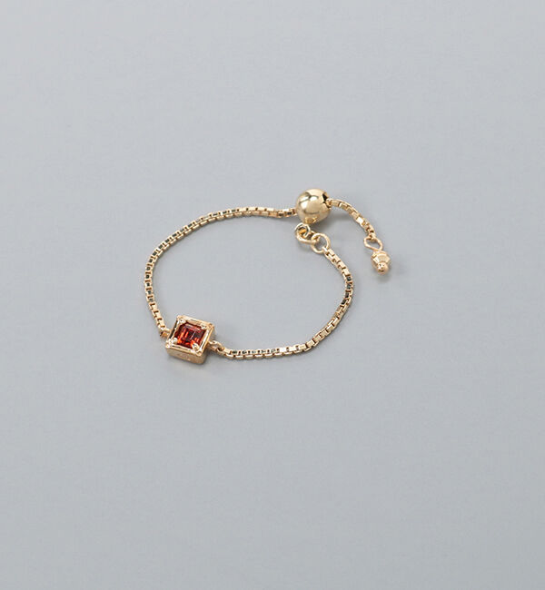 JUPITER「【K10】天然石チェーンリング/1月誕生石/ガーネット」|リング|1月