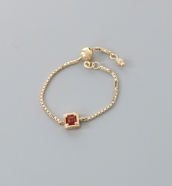 JUPITER「【K10】天然石チェーンリング/1月誕生石/ガーネット」|リング|