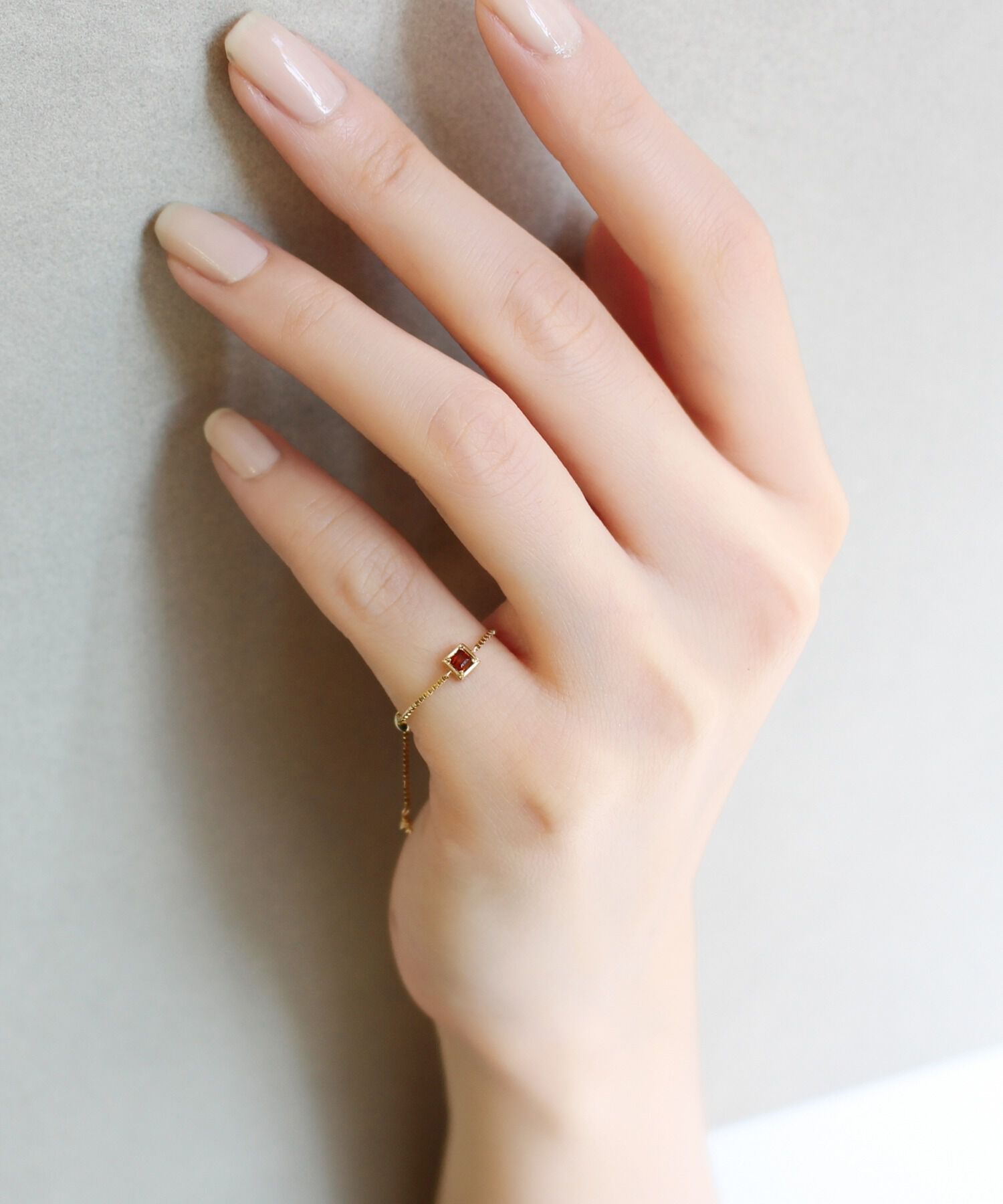 JUPITER「【K10】天然石チェーンリング/1月誕生石/ガーネット」|リング|