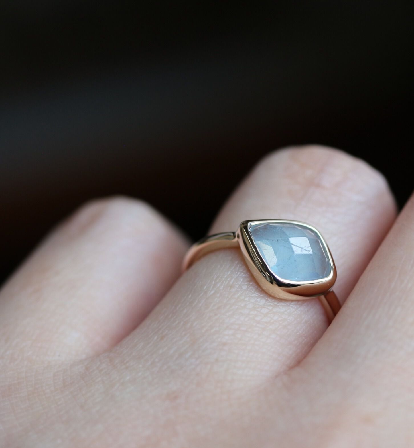  「ミルキーアクアマリン リング | K10YG」|リング|