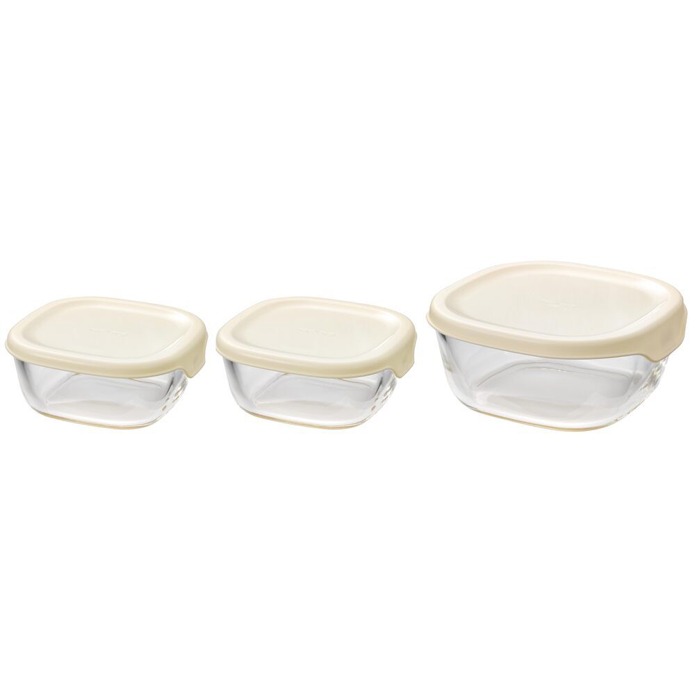 BACKYARD FAMILY「ハリオ 耐熱 ガラス コンテナ 3個セット 通販 HARIO 3KST-2012 耐熱ガラス 容器」|食器・キッチングッズ|ホワイト1