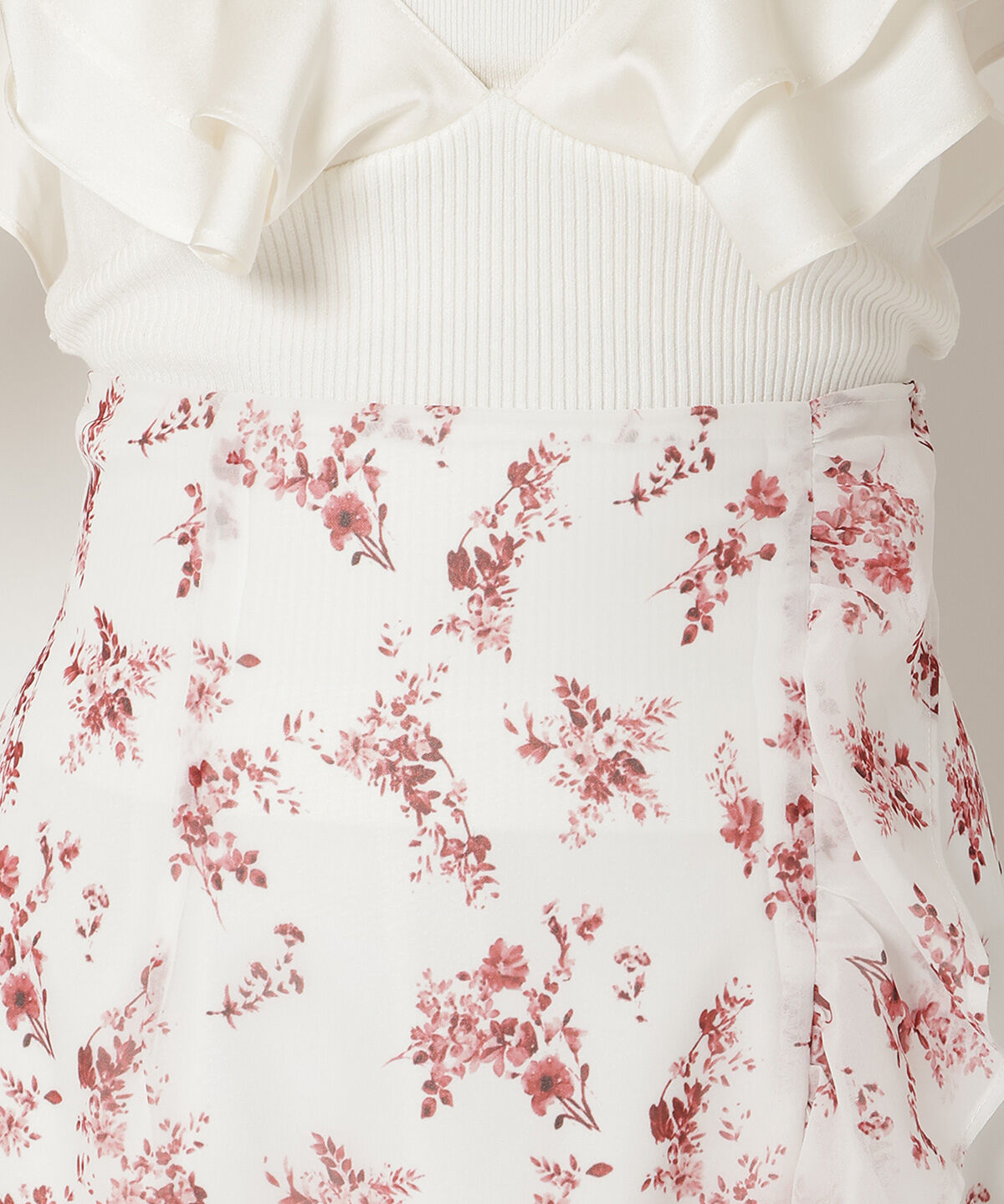 REDYAZEL「フラワープリントフリルスカート」|フレア|