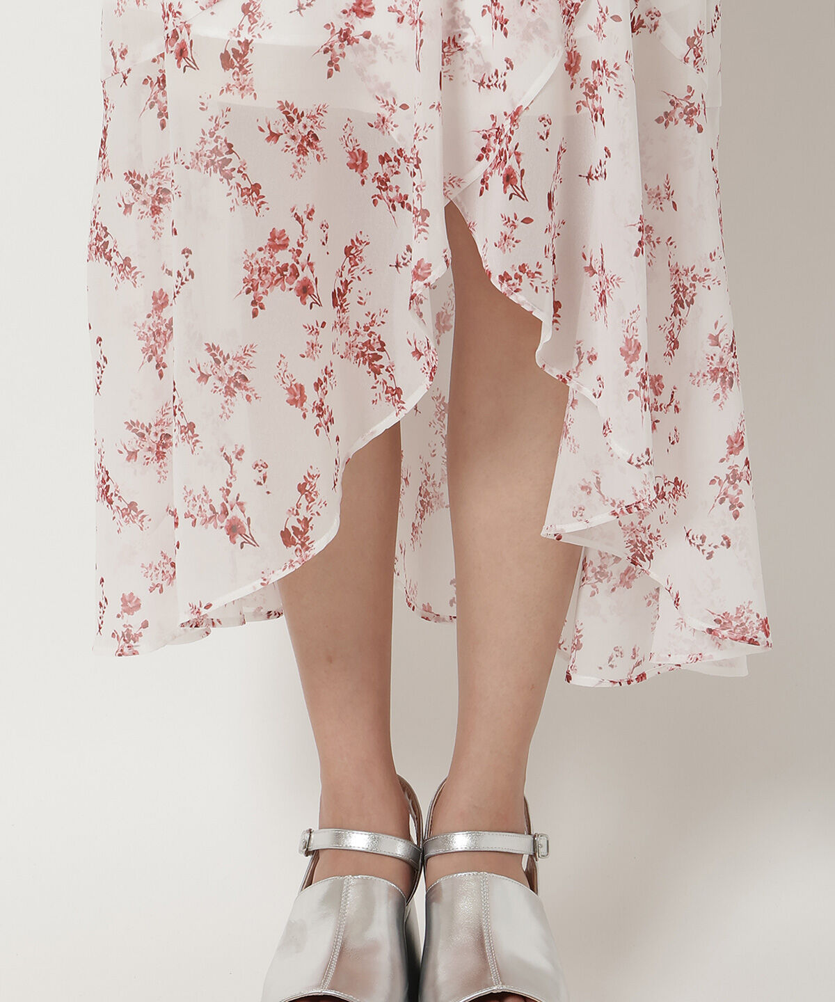 REDYAZEL「フラワープリントフリルスカート」|フレア|