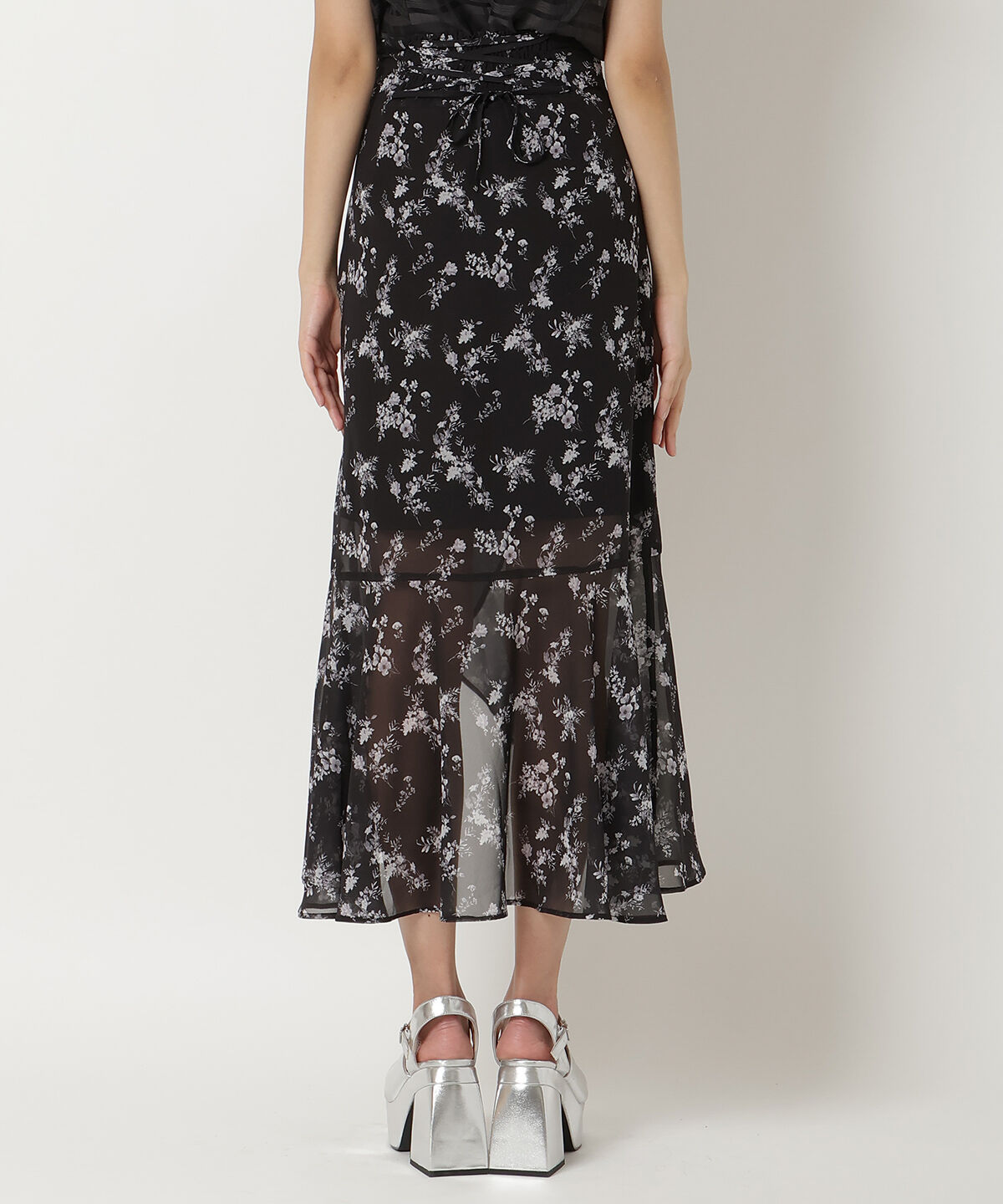 REDYAZEL「フラワープリントフリルスカート」|フレア|