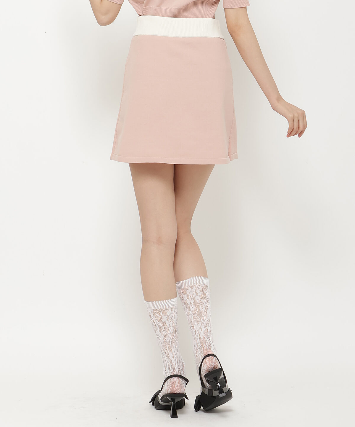 REDYAZEL「バイカラーニットミニスカート」|台形|