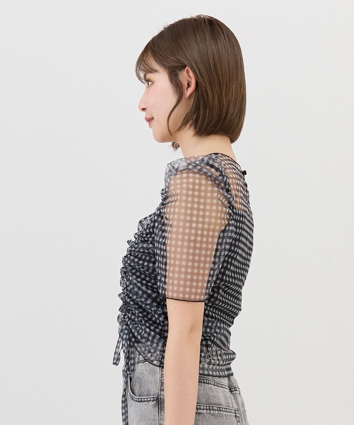 REDYAZEL「ギンガムチェックチュールトップス」|シャツ・ブラウス|
