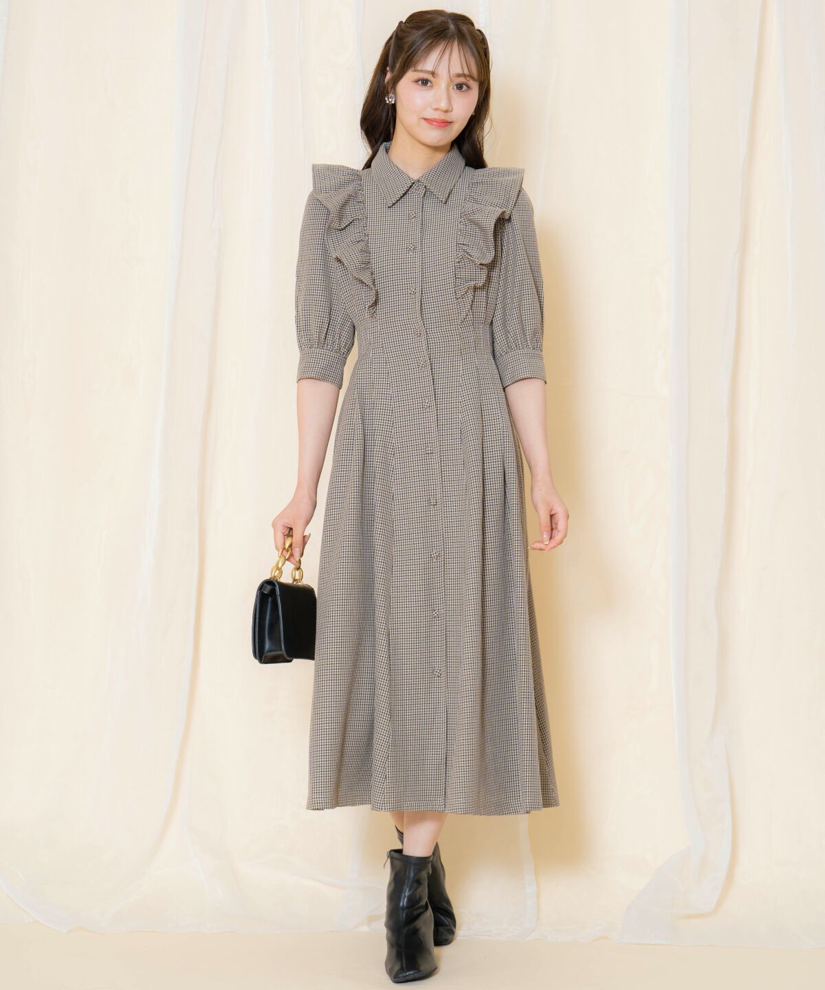 WILLSELECTION「タックウエストフリルシャツワンピース」|ワンピース|