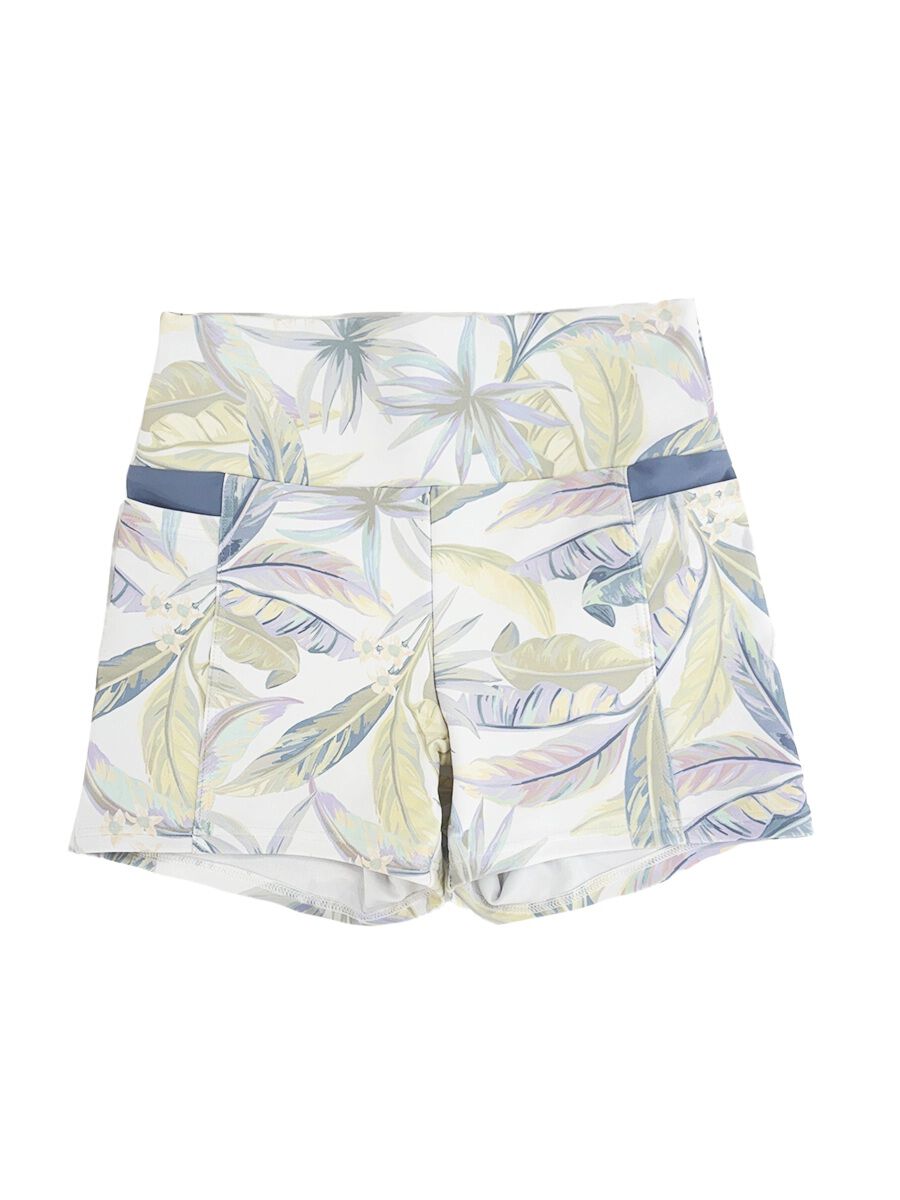 ALBOVE「ペールトーンリーフ柄バイカー丈/ショートレギンス」|ショーツ|