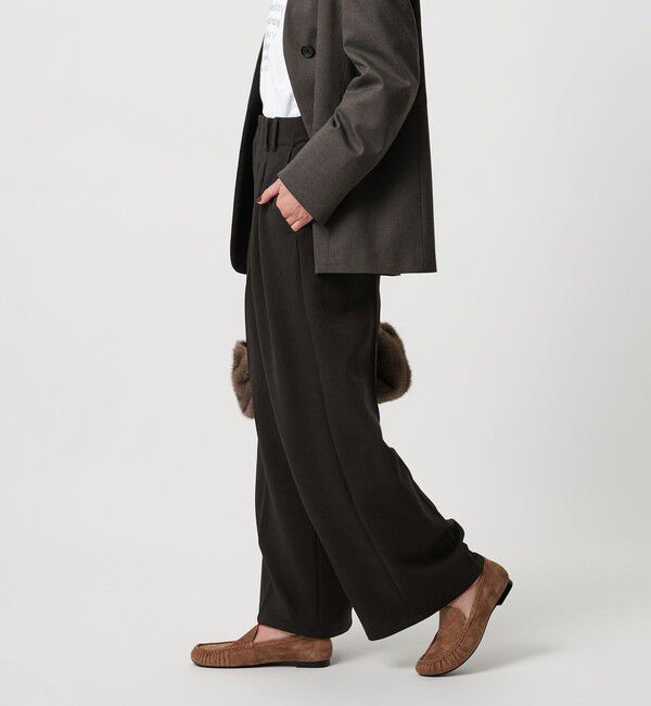 BEAUTY&YOUTH UNITED ARROWS「【WEB限定 Wardrobe DAILY MINIMAL】ウールライク ランダムタック ワイドパンツ ウォッシャブル」|スラックス|