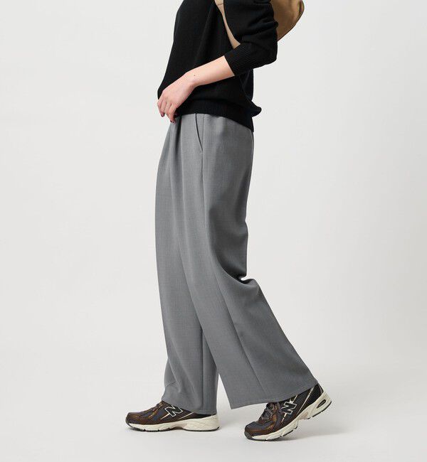 BEAUTY&YOUTH UNITED ARROWS「【WEB限定 Wardrobe DAILY MINIMAL】ウールライク ランダムタック ワイドパンツ ウォッシャブル」|スラックス|