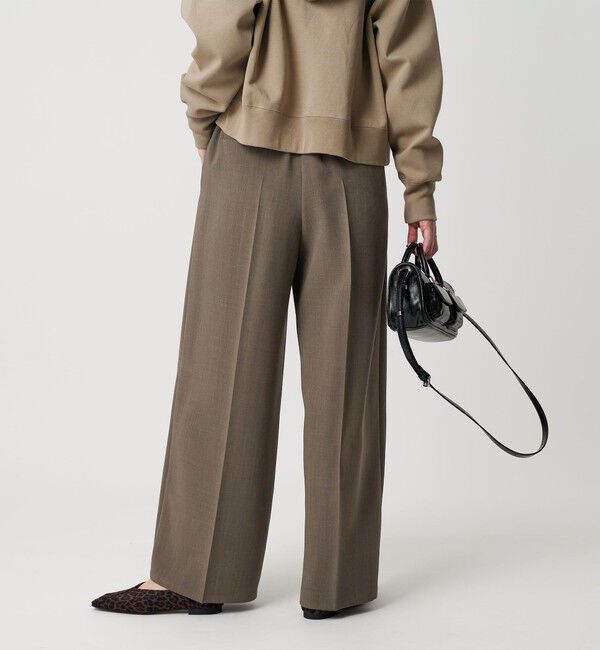 BEAUTY&YOUTH UNITED ARROWS「【WEB限定 Wardrobe DAILY MINIMAL】ウールライク ランダムタック ワイドパンツ ウォッシャブル」|スラックス|