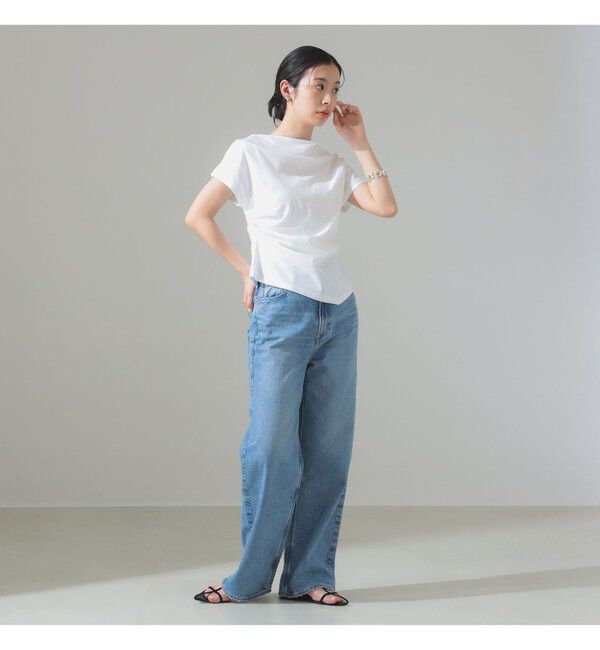 Demi-Luxe BEAMS 「アシンメトリーヘム ハーフスリーブ プルオーバー」|Tシャツ・カットソー|