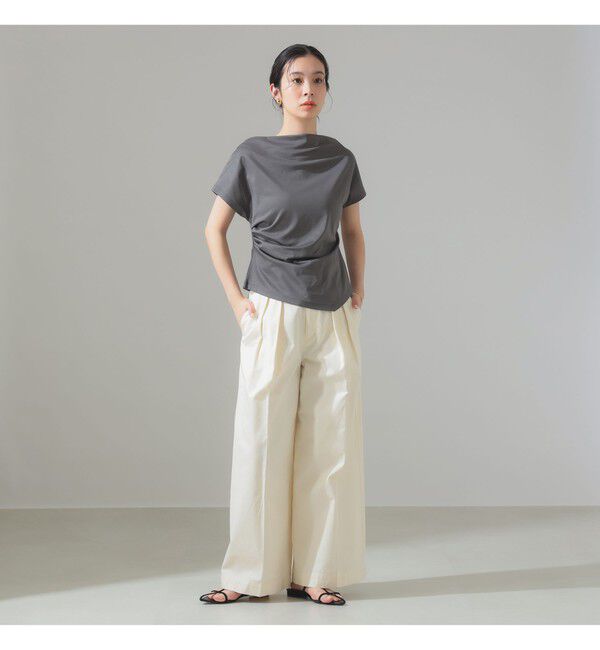 Demi-Luxe BEAMS 「アシンメトリーヘム ハーフスリーブ プルオーバー」|Tシャツ・カットソー|