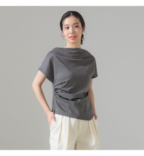 Demi-Luxe BEAMS 「アシンメトリーヘム ハーフスリーブ プルオーバー」|Tシャツ・カットソー|