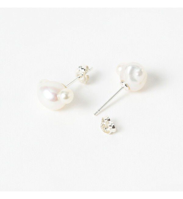 Ray BEAMS 「シルバー 淡水 ダブル パール ピアス」|ピアス|