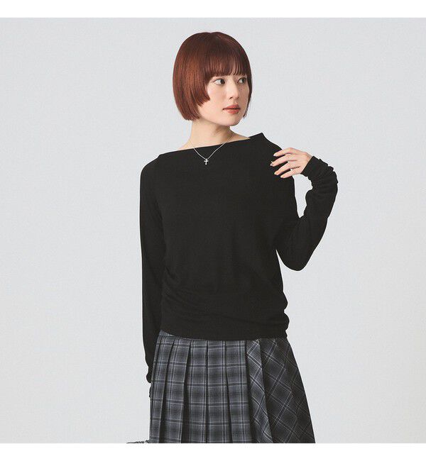 Ray BEAMS 「アシメ ネック ドレープ」|Tシャツ・カットソー|BLACK