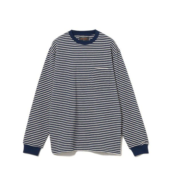 BEAMS PLUS「インレイ ストライプ ポケット Tシャツ」|Tシャツ・カットソー|NAVY
