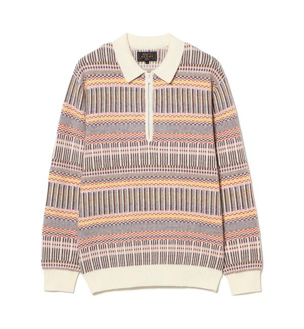 BEAMS PLUS「Half Zip Knit Polo Jacquard」|ポロシャツ|