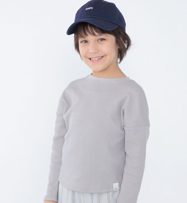 SHIPS KIDS「【SHIPS KIDS別注】THYARD:100～140cm / ソフト ワッフル 長袖 カットソー」|Tシャツ・カットソー|ライトグレー