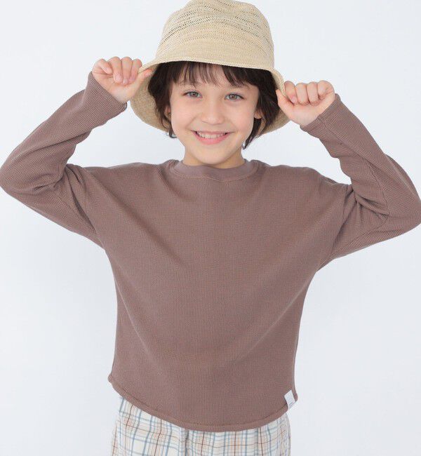 SHIPS KIDS「【SHIPS KIDS別注】THYARD:100～140cm / ソフト ワッフル 長袖 カットソー」|Tシャツ・カットソー|キャメル