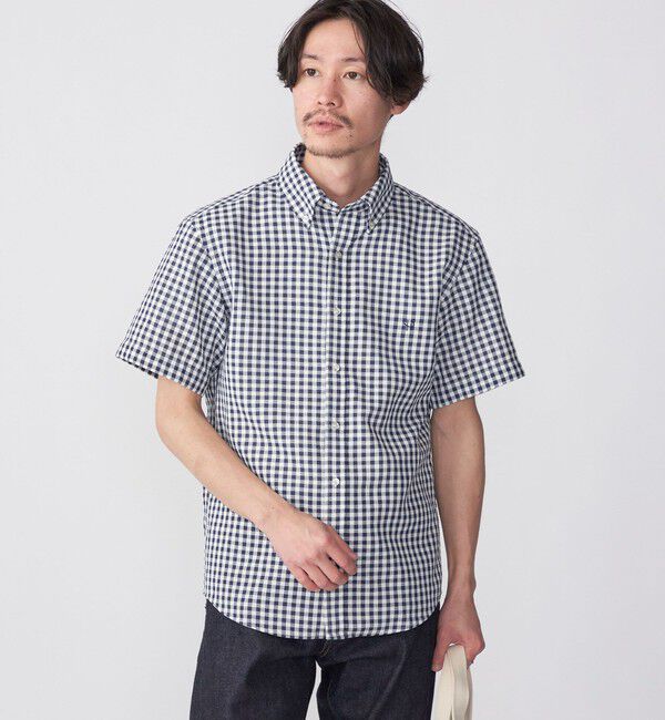 SHIPS「【WEB限定】SHIPS: 防シワ・吸水速乾 Drymix(R) ギンガムチェック パナマ シャツ」|シャツ・ブラウス|ネイビー
