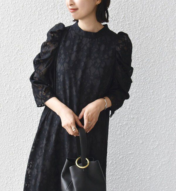 SHIPS for women「little black:2WAY ギャザー オパール レース ワンピース」|ドレス|