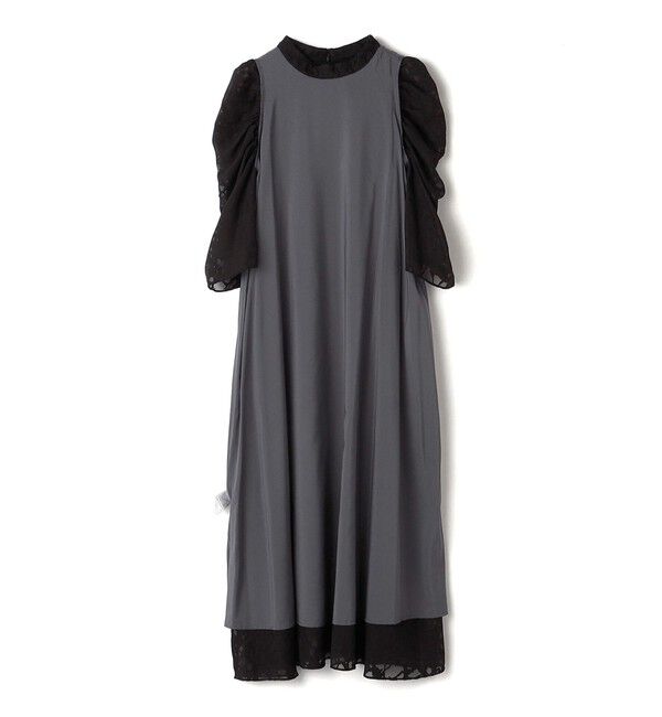 SHIPS for women「little black:2WAY ギャザー オパール レース ワンピース」|ドレス|