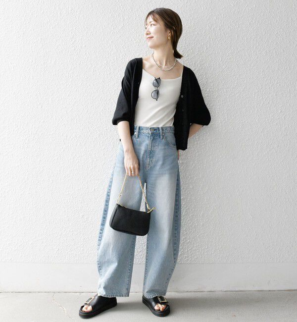 SHIPS any「SHIPS any:〈手洗い可能〉リネン ミックス Vネック ショート シアー カーディガン」|カーディガン|