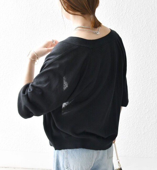 SHIPS any「SHIPS any:〈手洗い可能〉リネン ミックス Vネック ショート シアー カーディガン」|カーディガン|