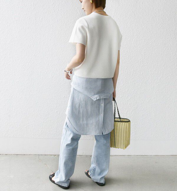 SHIPS for women「【WEB限定】〈手洗い可能〉ハイツイスト コットン ビジュー カノコ ニット」|プルオーバー|