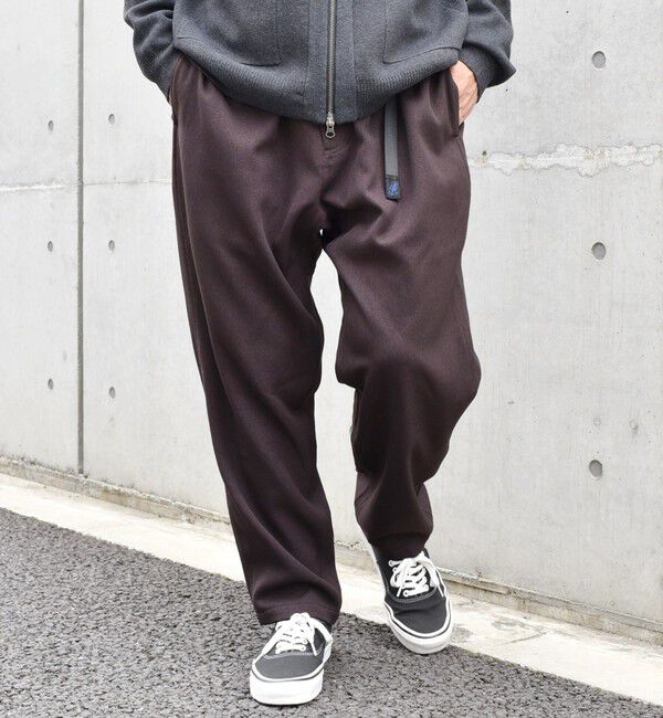 SHIPS any「【SHIPS any別注】GRAMICCI: ウールライク ルーズ テーパード パンツ◇」|チノ|ブラウン