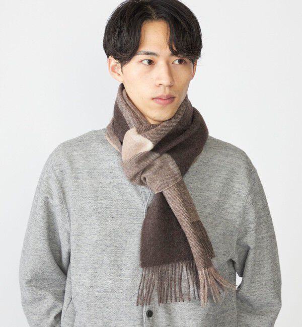 SHIPS「SHIPS: パネル カシミヤ ダブルフェイス マフラー」|ストール|キャメル