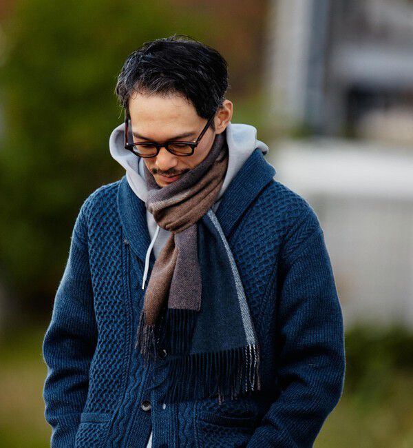 SHIPS「SHIPS: パネル カシミヤ ダブルフェイス マフラー」|ストール|