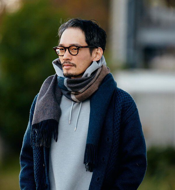 SHIPS「SHIPS: パネル カシミヤ ダブルフェイス マフラー」|ストール|