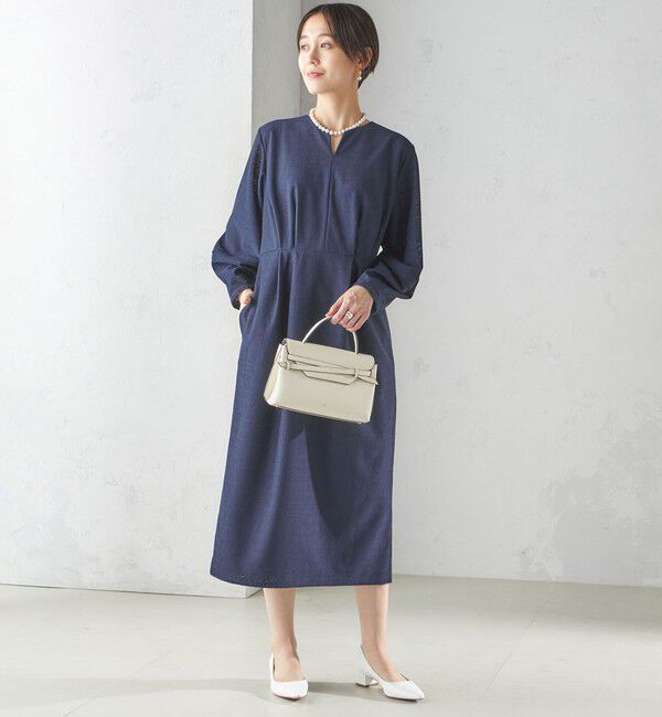 SHIPS for women「〈手洗い可能〉起毛 レース Iライン ワンピース」|ワンピース|