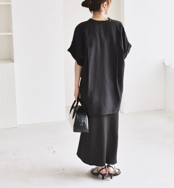 quaranciel「quaranciel:〈手洗い可能〉バンドカラー ハーフスリーブ ポケット ワーク シャツ」|シャツ・ブラウス|