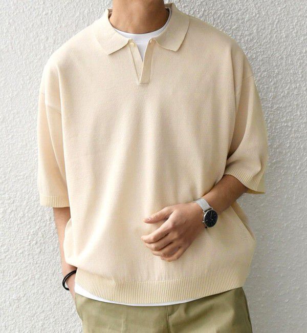 SHIPS any「SHIPS any:〈手洗い可能〉リネンミックス ハイゲージ ニット スキッパー ポロシャツ◇」|ポロシャツ|