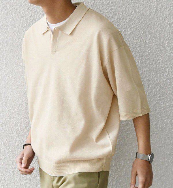 SHIPS any「SHIPS any:〈手洗い可能〉リネンミックス ハイゲージ ニット スキッパー ポロシャツ◇」|ポロシャツ|