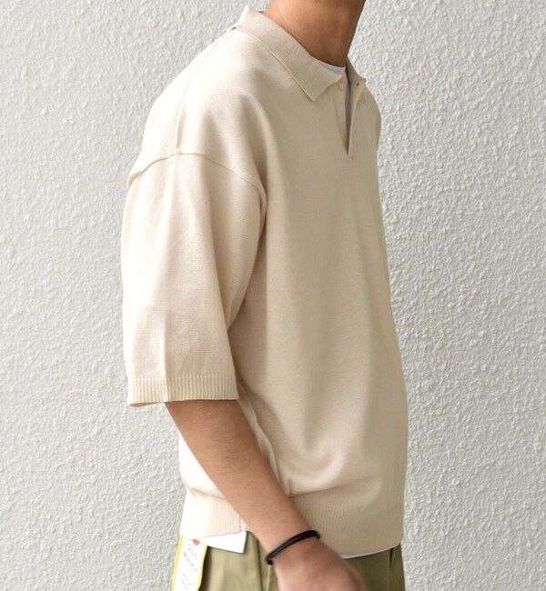 SHIPS any「SHIPS any:〈手洗い可能〉リネンミックス ハイゲージ ニット スキッパー ポロシャツ◇」|ポロシャツ|