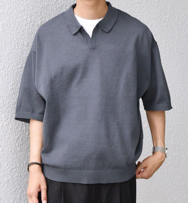 SHIPS any「SHIPS any:〈手洗い可能〉リネンミックス ハイゲージ ニット スキッパー ポロシャツ◇」|ポロシャツ|