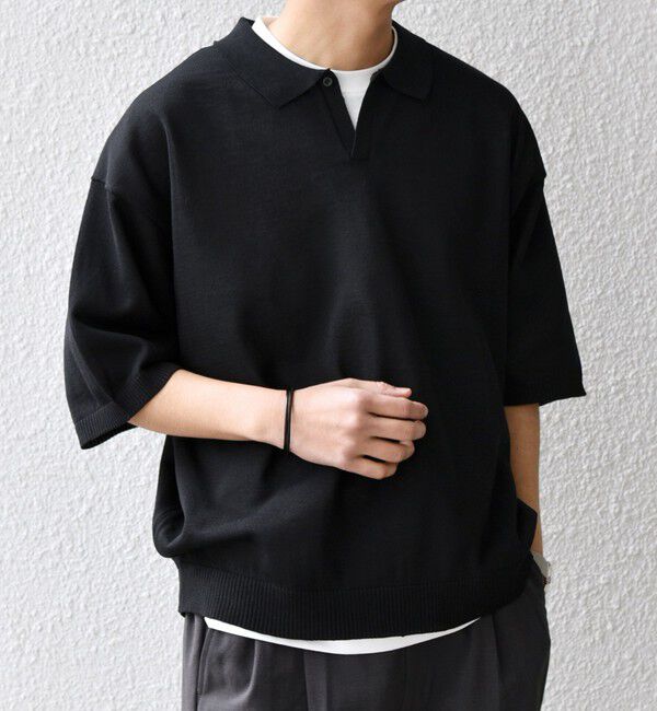 SHIPS any「SHIPS any:〈手洗い可能〉リネンミックス ハイゲージ ニット スキッパー ポロシャツ◇」|ポロシャツ|