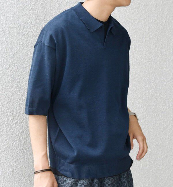 SHIPS any「SHIPS any:〈手洗い可能〉リネンミックス ハイゲージ ニット スキッパー ポロシャツ◇」|ポロシャツ|
